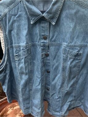 Classic Light Wash Denim Button-Up Vest